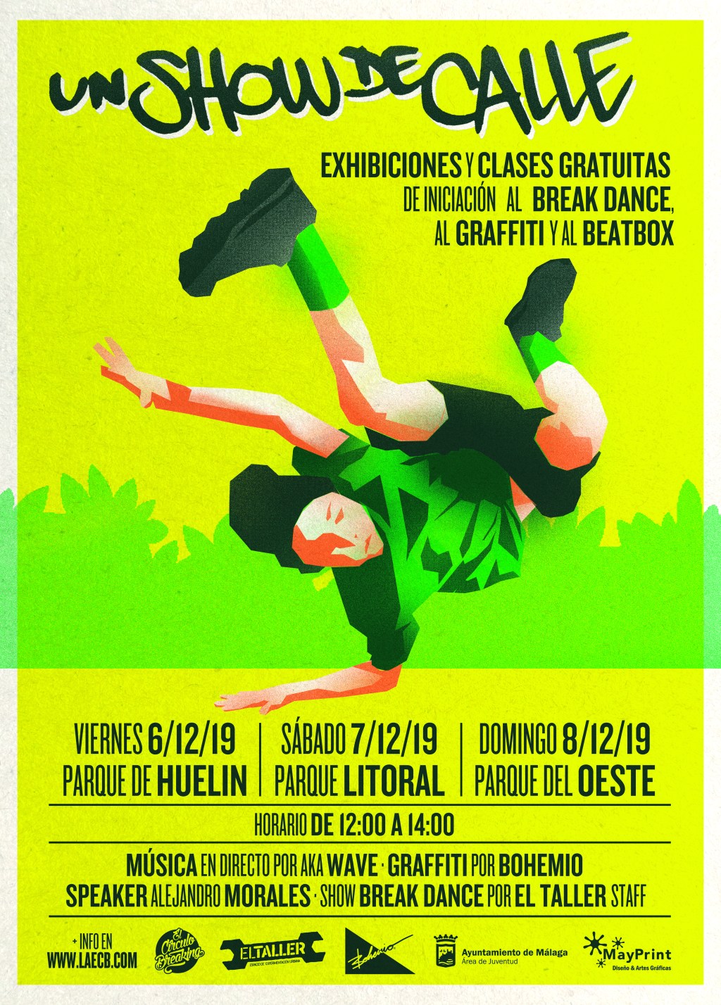 «UN SHOW DE CALLE» Viernes 6 Parque Huelin, Sábado 7 Parque Litoral y Domingo 8 Parque del Oeste en Diciembre. Show y Talleres&nbsp;GRATUITOS.